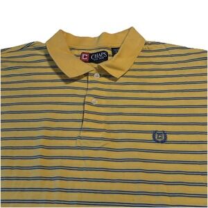vtg 90s 00s CHAPS POLO SHIRT Ralph Lauren Yellow Blue Stripe Embroidered Logo XL